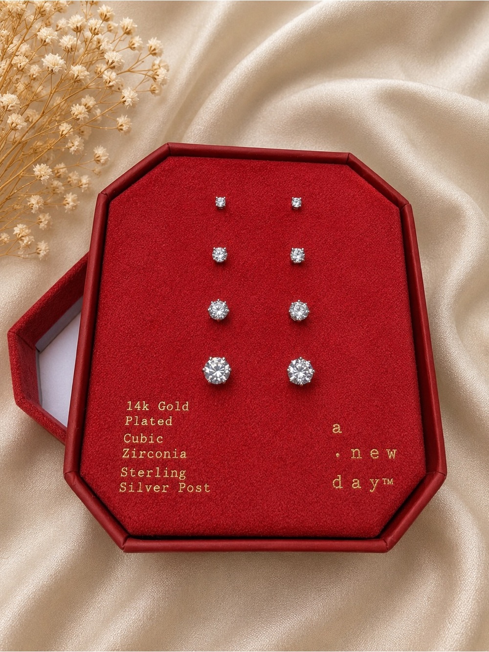 a new day 4-Pair Cubic Zirconia Stud Earring Set